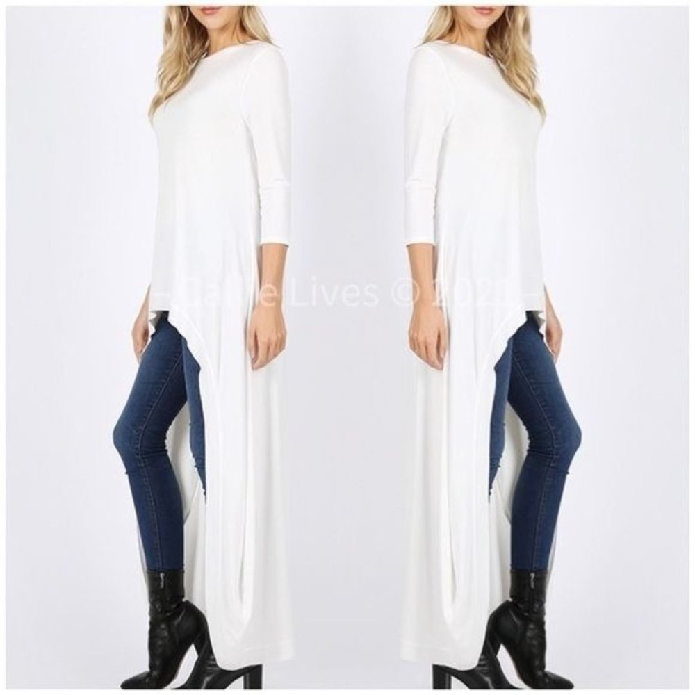 Callie Flow: Hi Low Ivory White Tunic Top